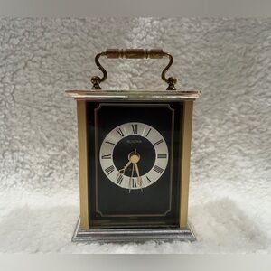 Bulova Brass Carriage Desk Clock, vintage, new battery, works great